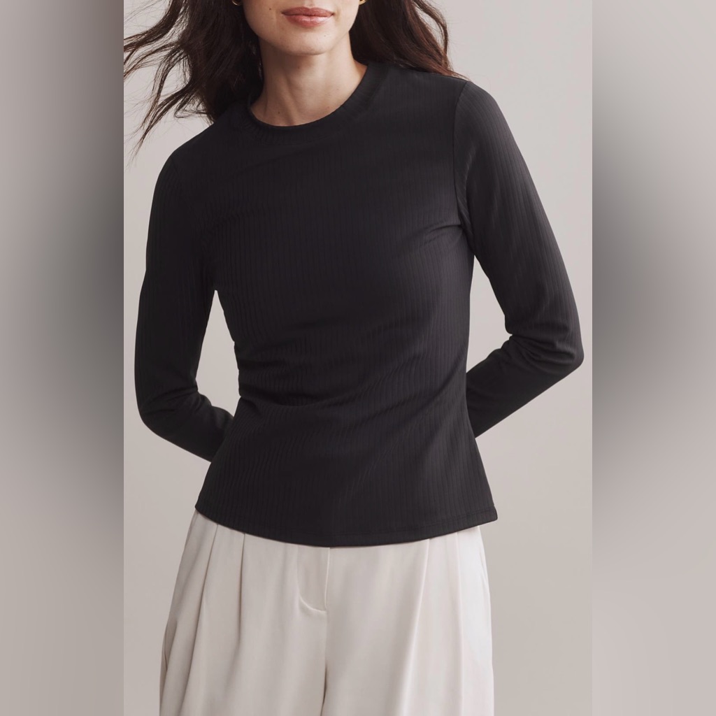 Nwt Rhone Black Modern Rib Long Sleeve Size Xs